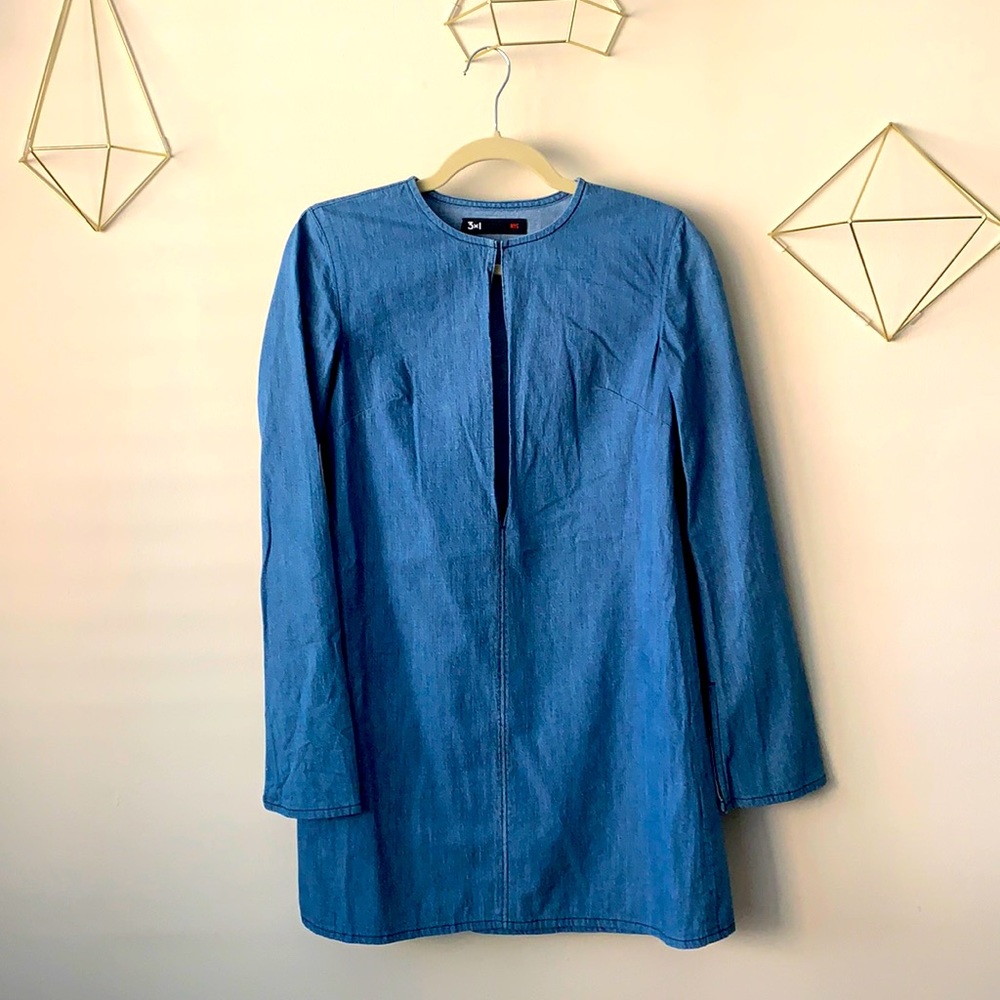 3x1 Denim Dress | Flare Sleeves | Keyhole